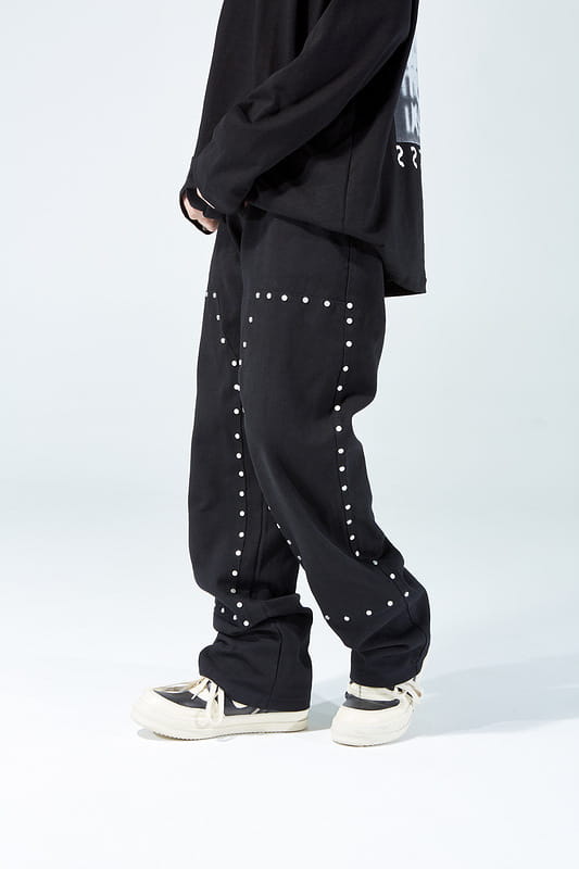 Solid Color Rivets Overalls Europe And America Retro Casual Pants