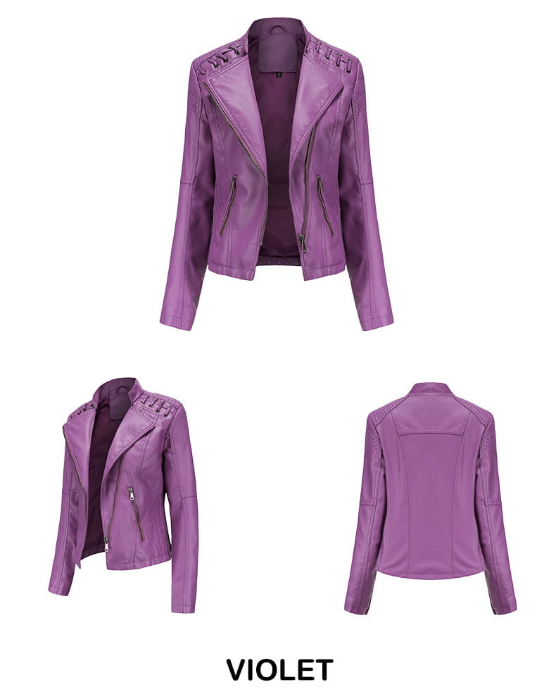 Slim Fit Thin Leather Coat Women’s Motorcycle Clothing