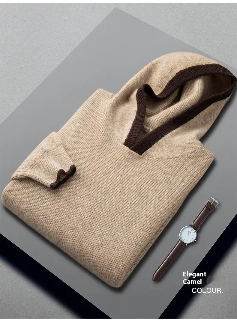 Men’s Loose Ingot Needle Contrast Color Cashmere Sweater