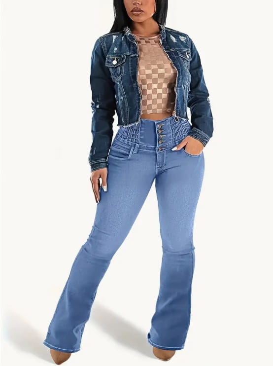 Women’s Stretch Button Denim Pants