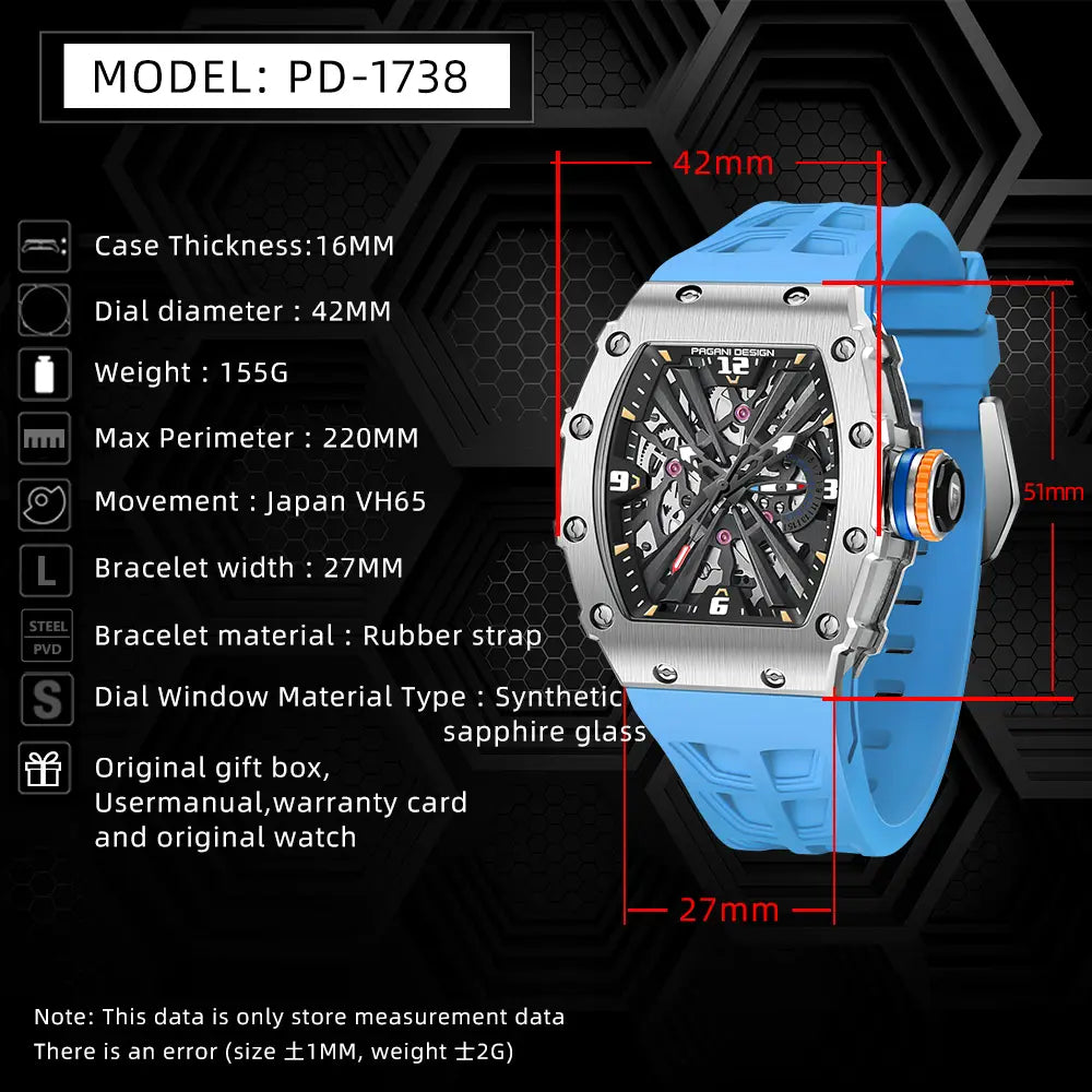 Sapphire Hollow Movement Watch Luxury Clothing