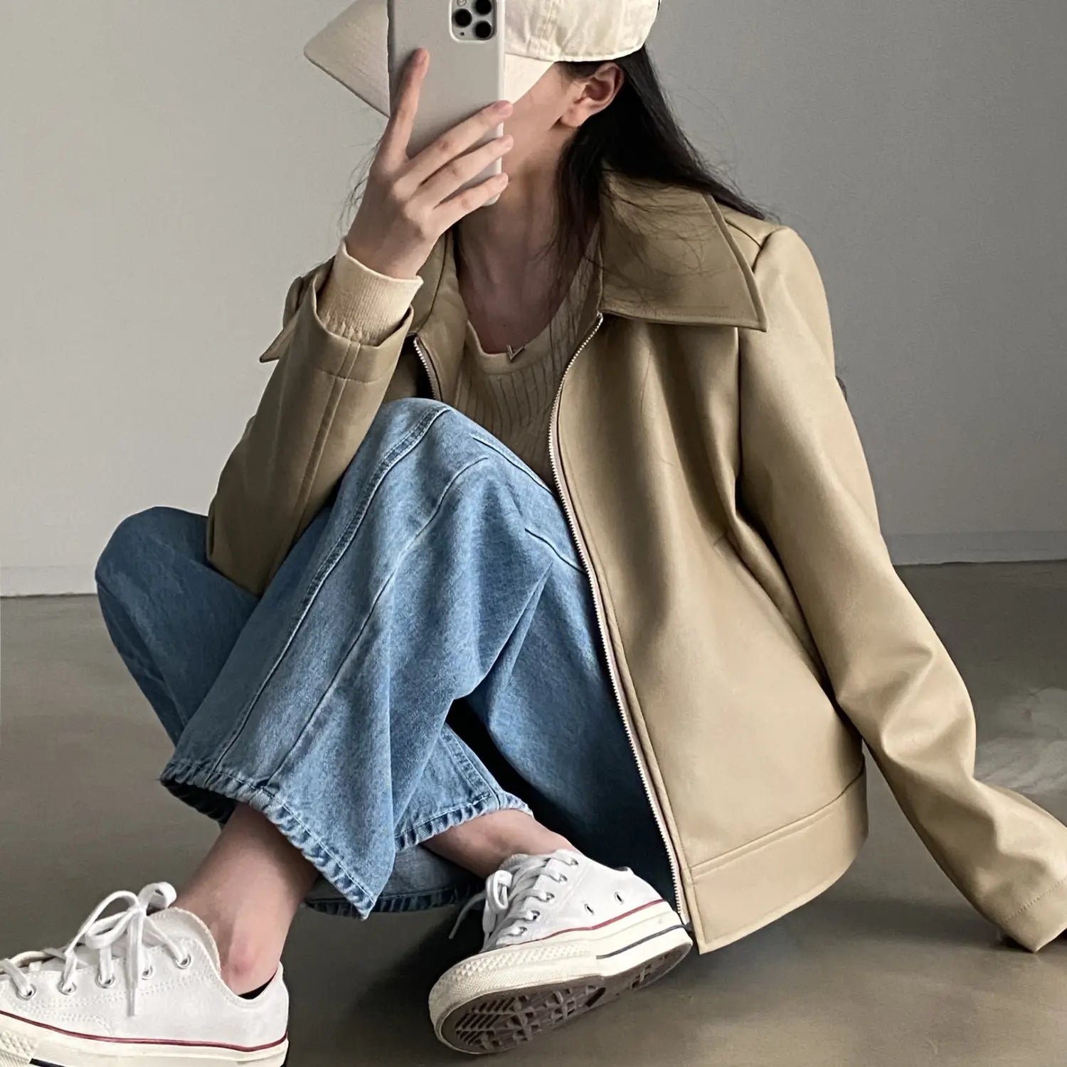 Handsome Cool Girl Versatile Motorcycle Jacket