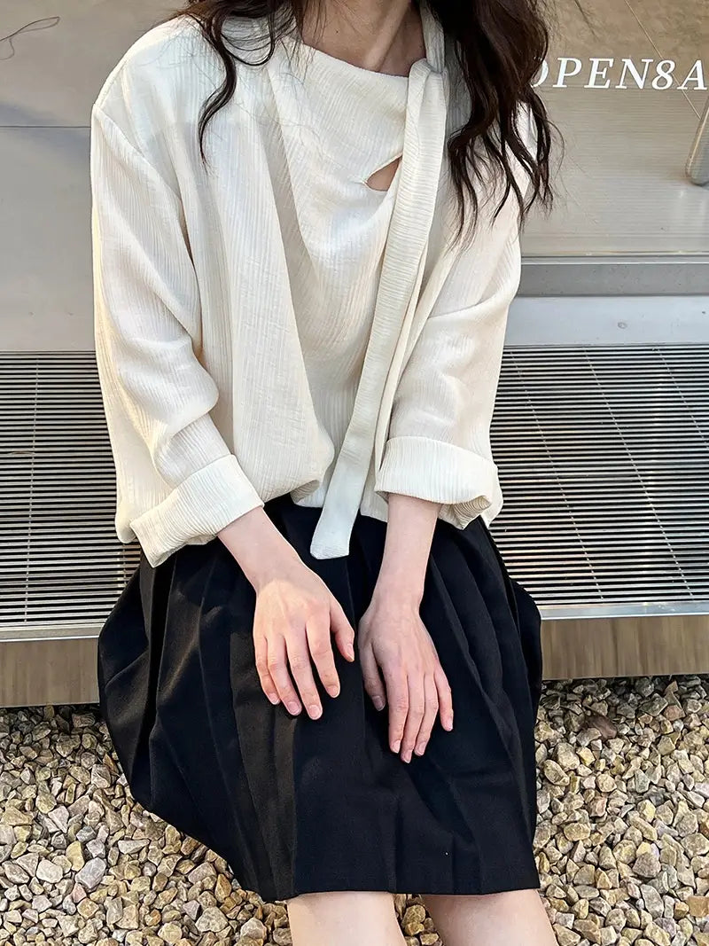 Retro Elegant Ribbon Texture Shirt For Women