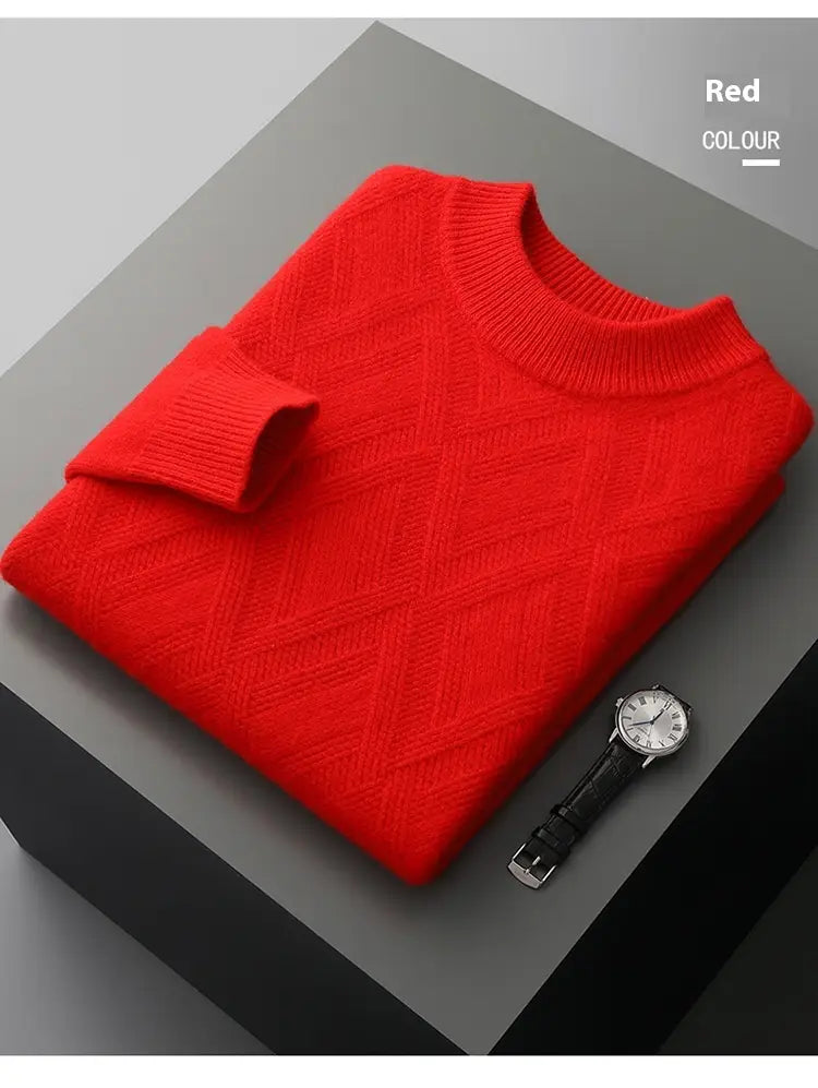 Woolen Sweater Men’s Half Turtleneck Thickened Sweater Casual