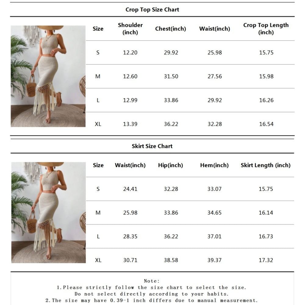 2 Piece Skirt Sets For Women Sleeveless Crop Top And Bodycon High Waist Skirt Set - 5