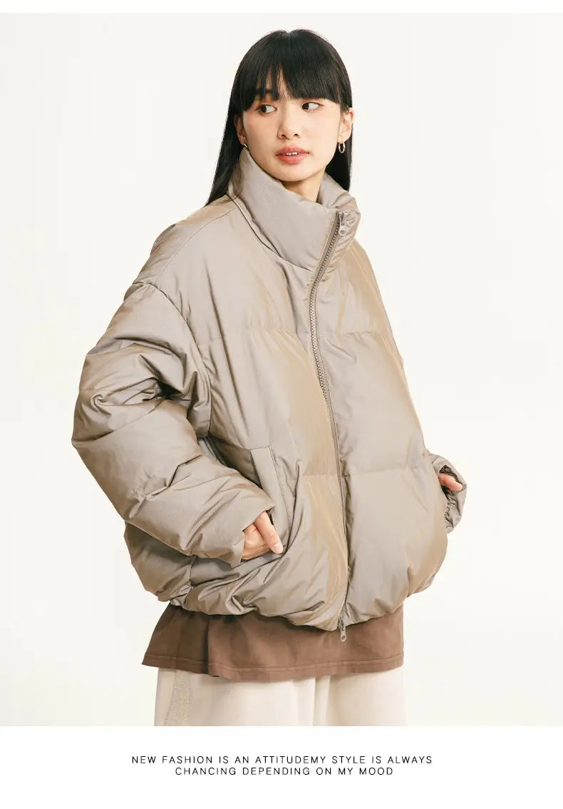 Mechanical Style Winter Down Jacket Women’s White Duck Down Thickened Reflective Coat