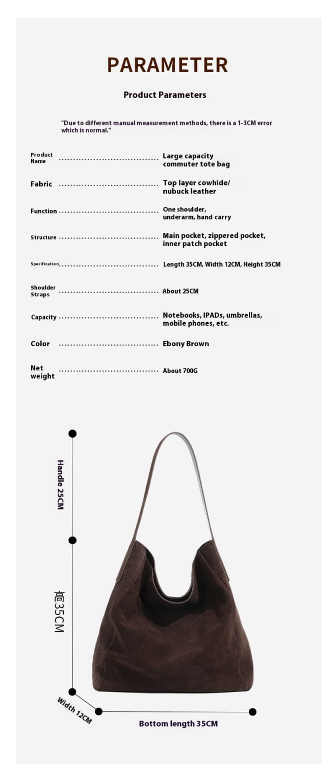 Ebony Brown Layer Suede Luxury Fashion Bag