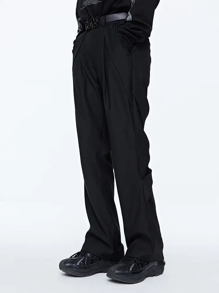 Draped Casual High Street Straight-leg Micro-flare Trousers