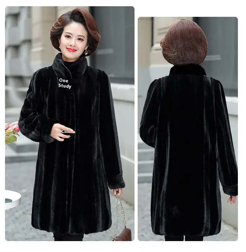 Loose Plus Size Leather Fur Coat Warm Mink Long Fashion