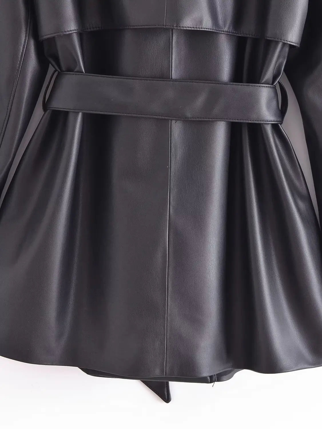 Women’s Elegant Slightly Mature Imitation Leather Short Trench Coat