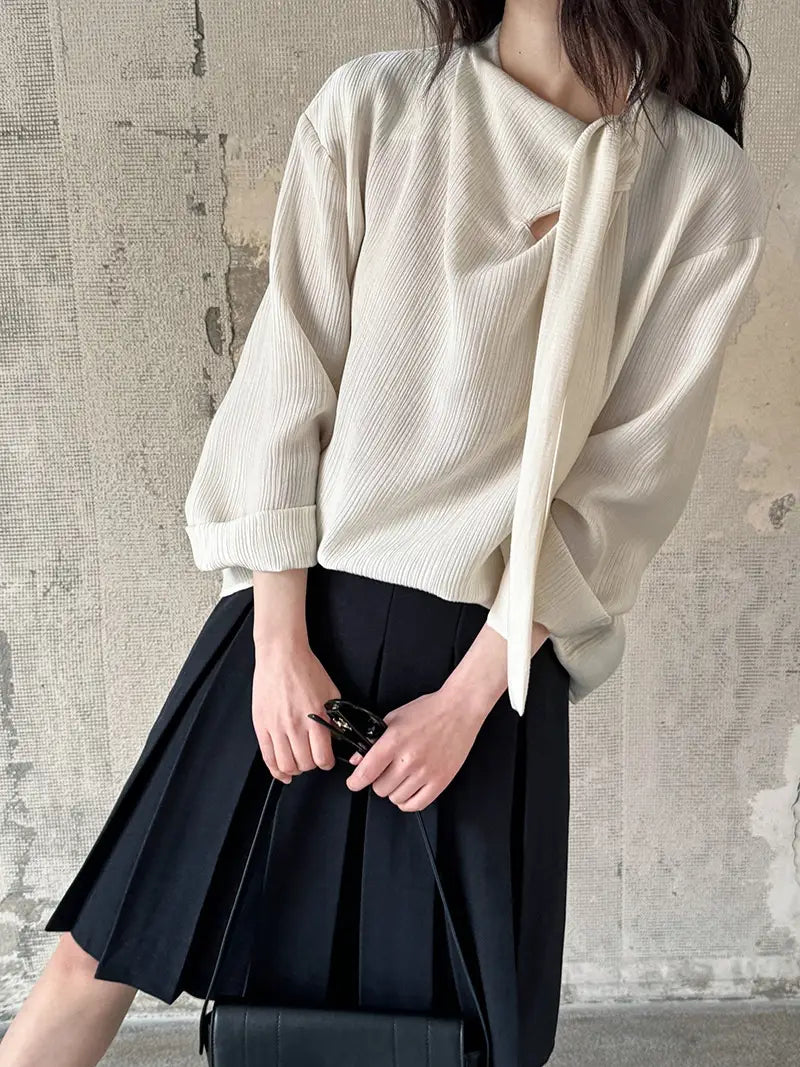 Retro Elegant Ribbon Texture Shirt For Women