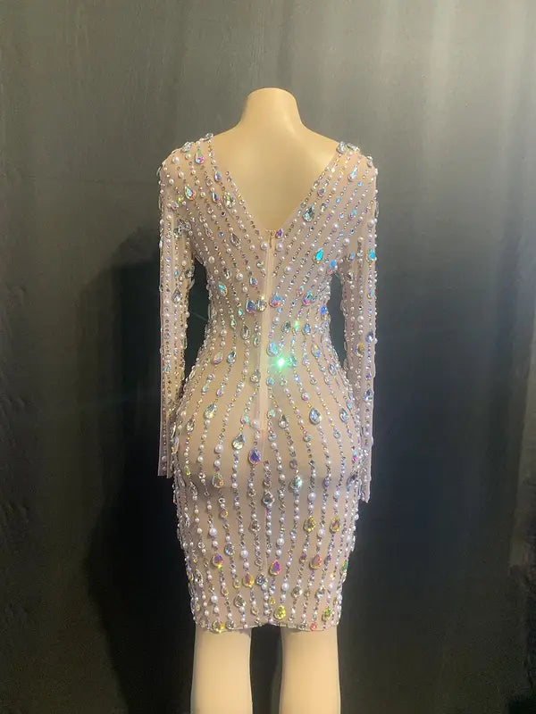 Women’s Rhinestone Birthday Short Party Dress