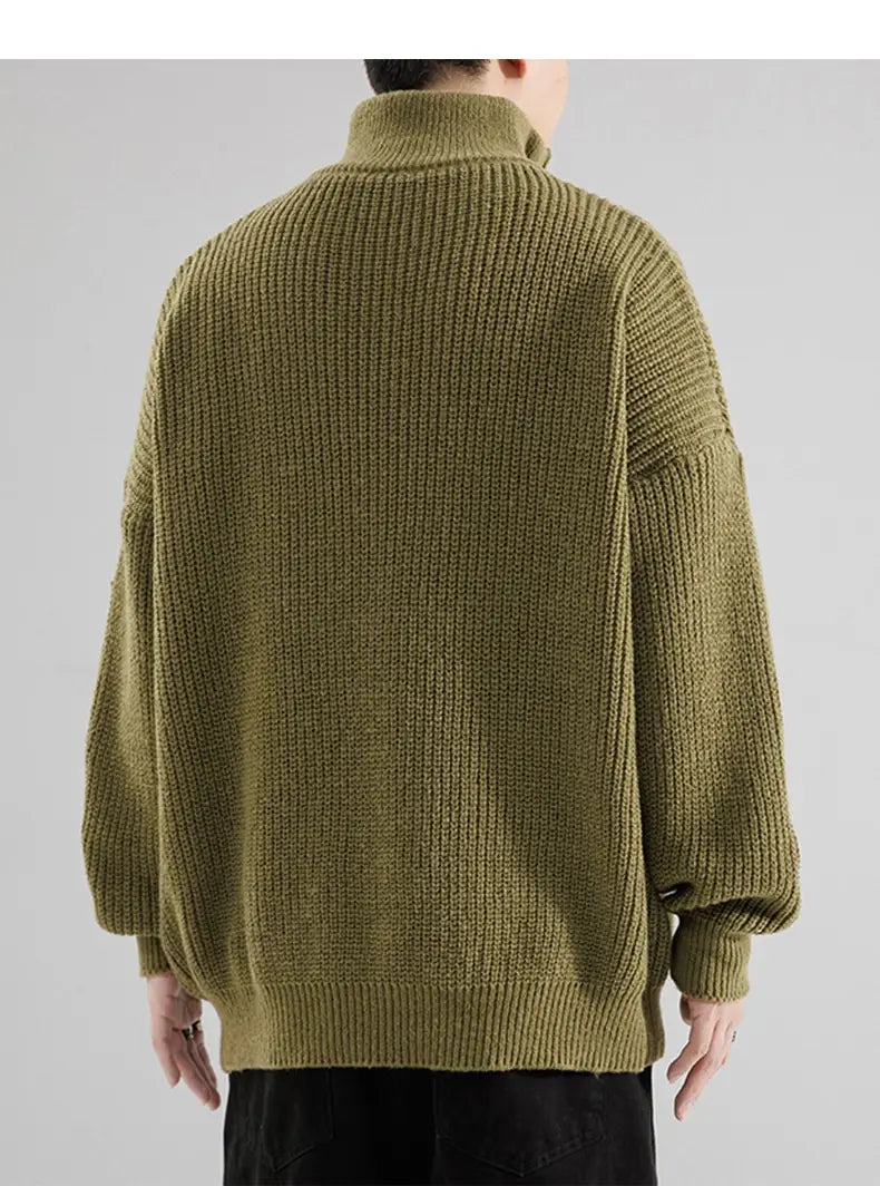 Men’s Turtleneck Half Zipper Thickening Thermal Sweater