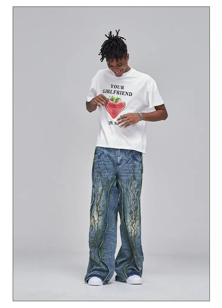 American Street Dirtyfit Heavy Industry Washed Distressed Wide Leg Jeans Design Sense