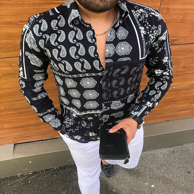 Printed Long Sleeve Slim Fit Men’s Shirt