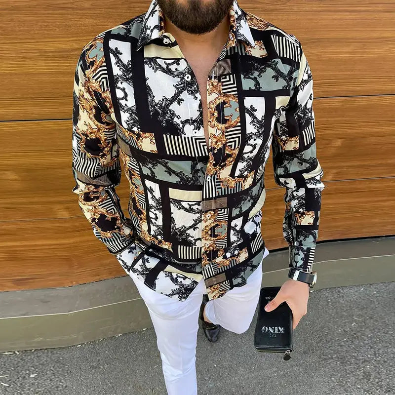 Printed Long Sleeve Slim Fit Men’s Shirt