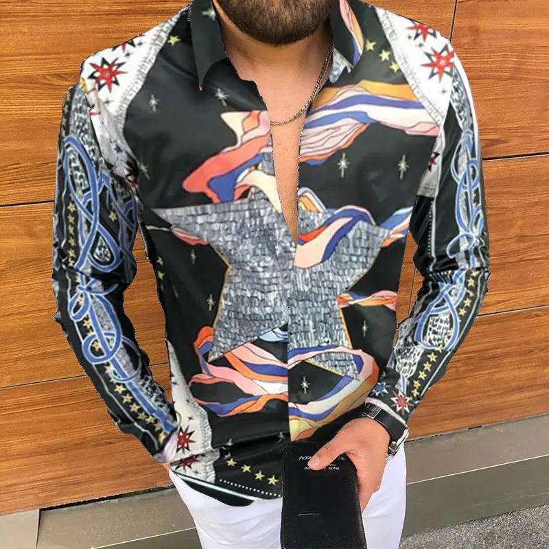 Printed Long Sleeve Slim Fit Men’s Shirt