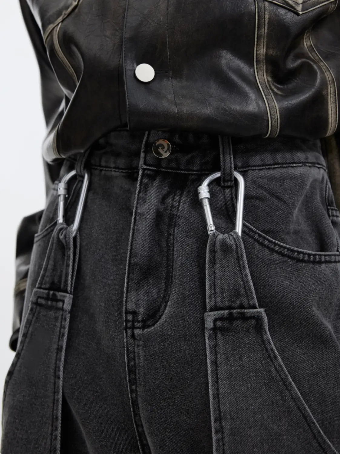 Large Pocket Design Vintage Distressed Loose-fitting Wide-leg Trousers Men