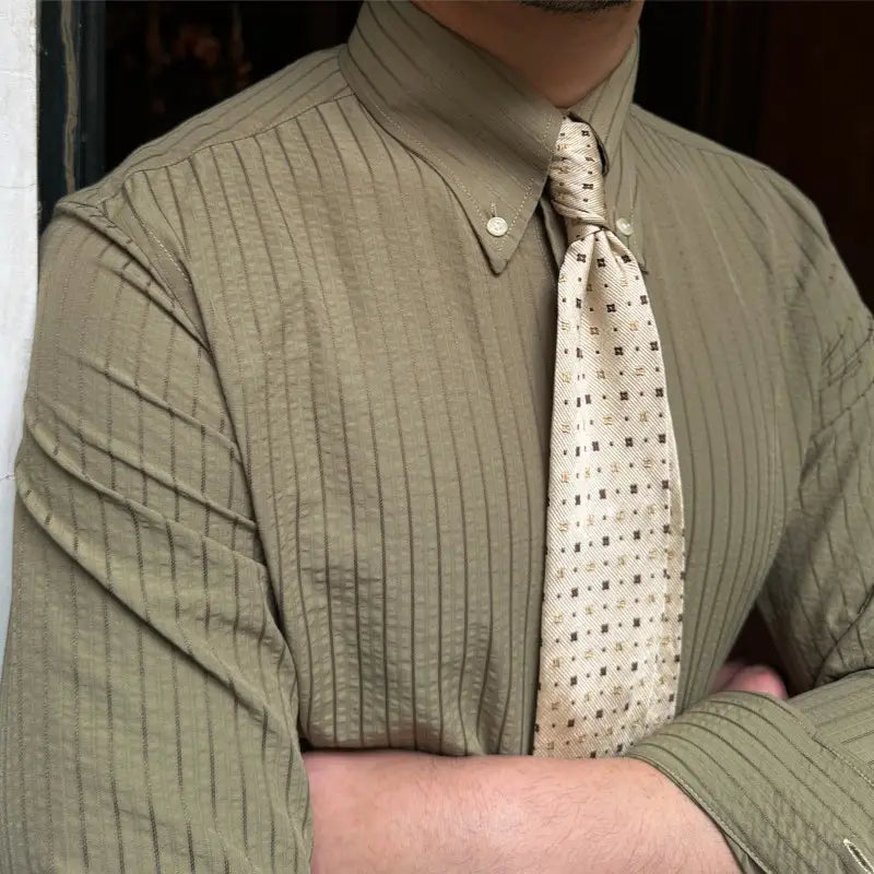 Men’s Breathable Casual Seersucker Long-sleeved Shirt
