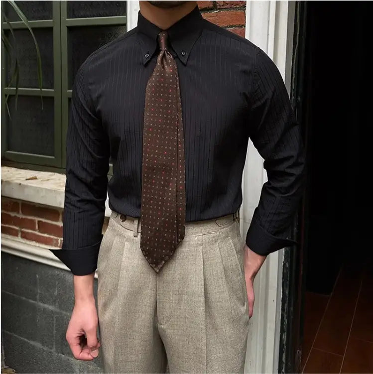 Men’s Breathable Casual Seersucker Long-sleeved Shirt