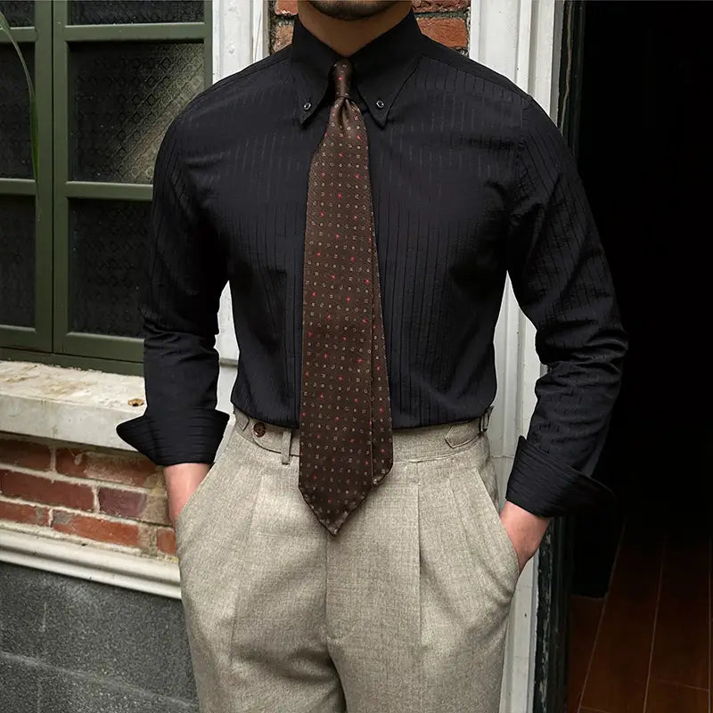 Men’s Breathable Casual Seersucker Long-sleeved Shirt