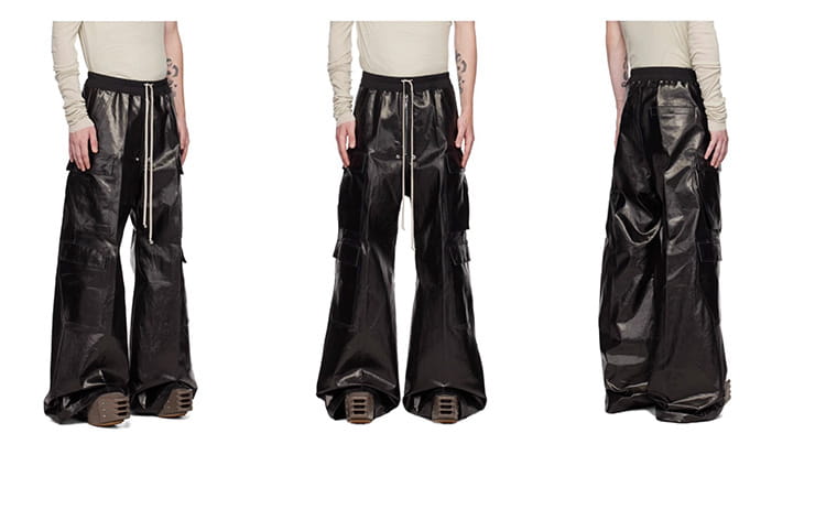 Bright Coated Wide Legged Black Casual Pants
