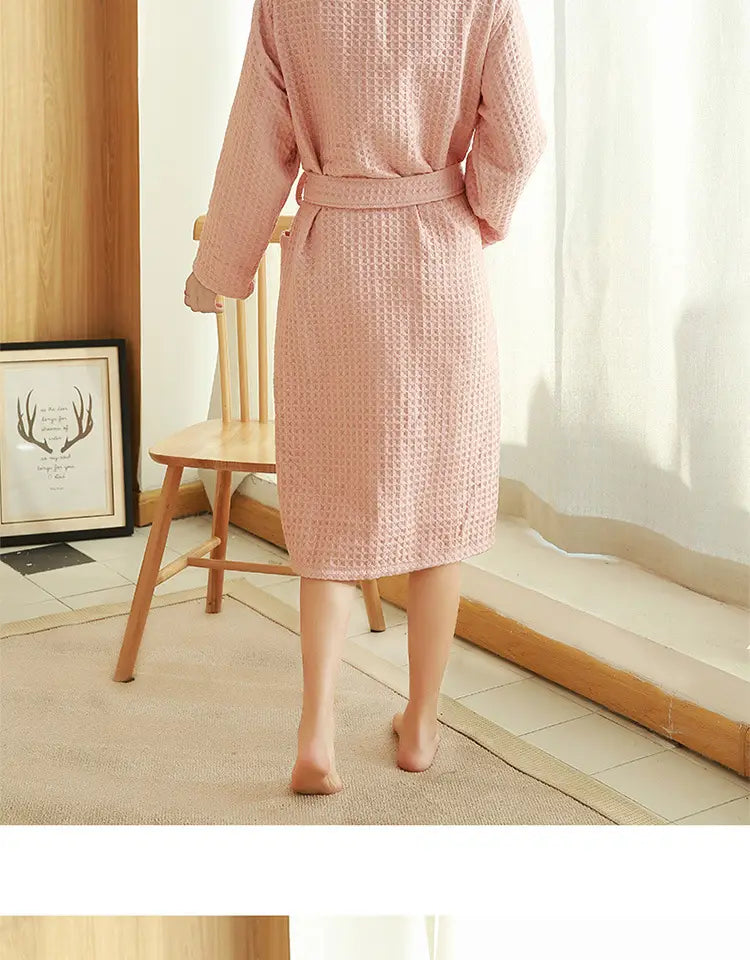 Cotton Double Waffle Unisex Thickened Long Robe