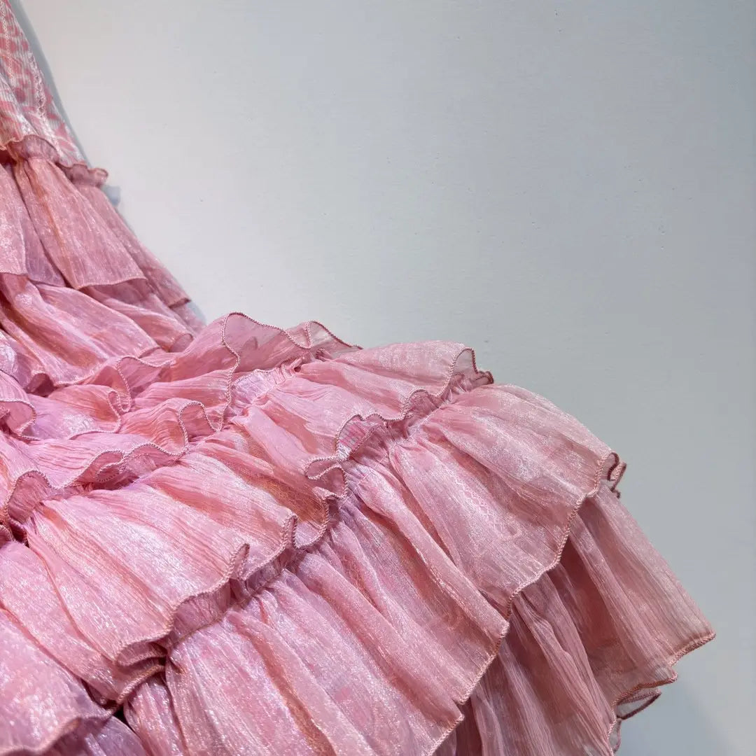 High Waist Heavy Industry Stitching Design Cake Dress