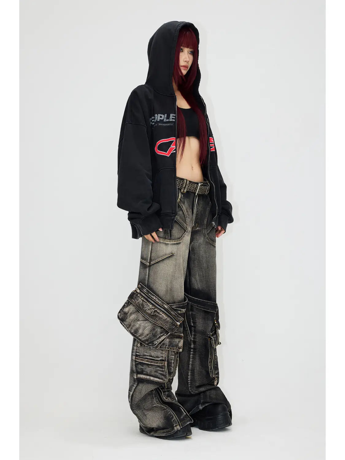 Embroidered 480g Heavy Washing Zipper Sweater