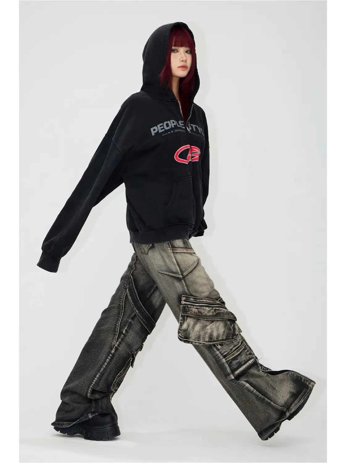 Embroidered 480g Heavy Washing Zipper Sweater