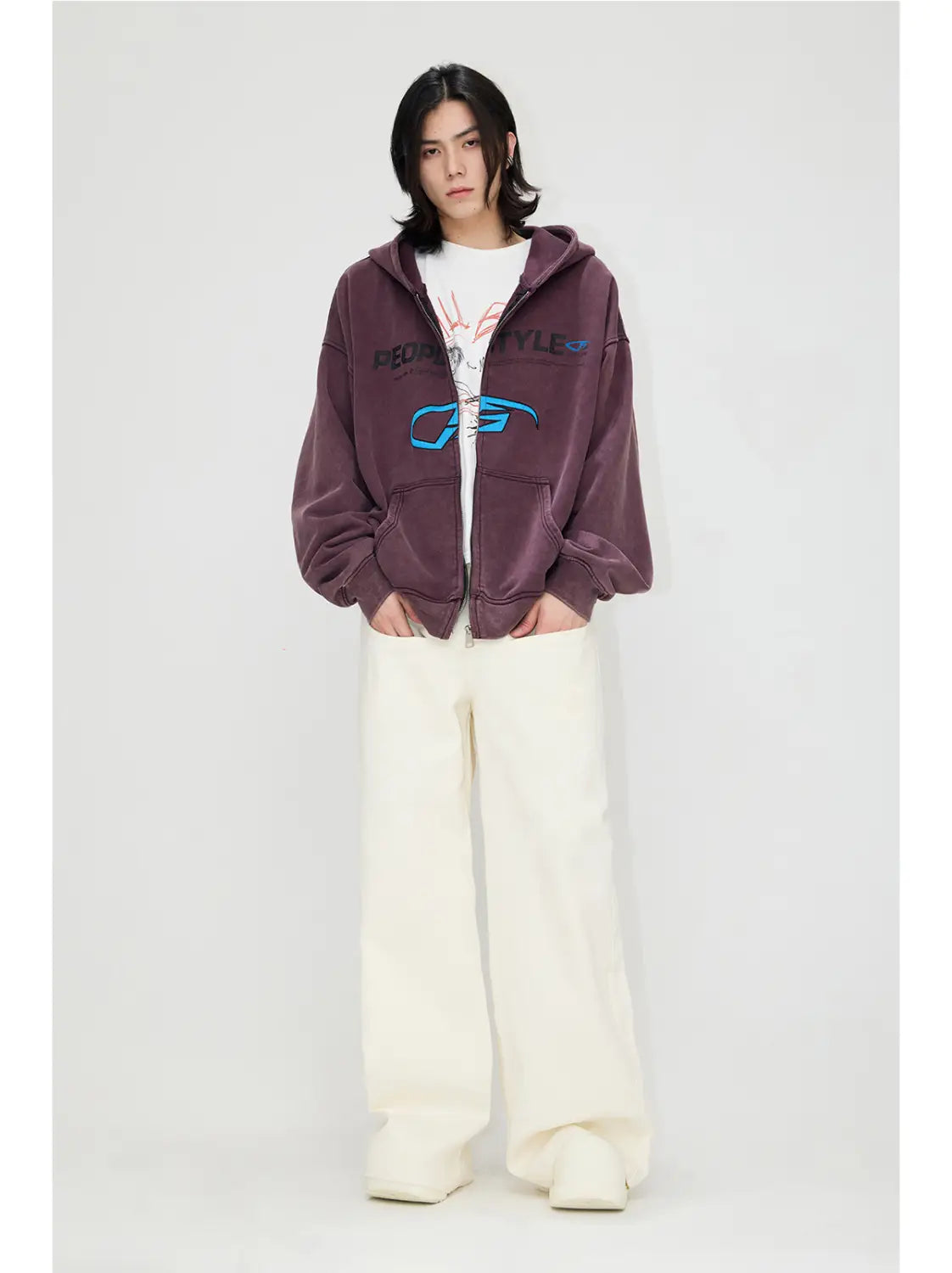 Embroidered 480g Heavy Washing Zipper Sweater