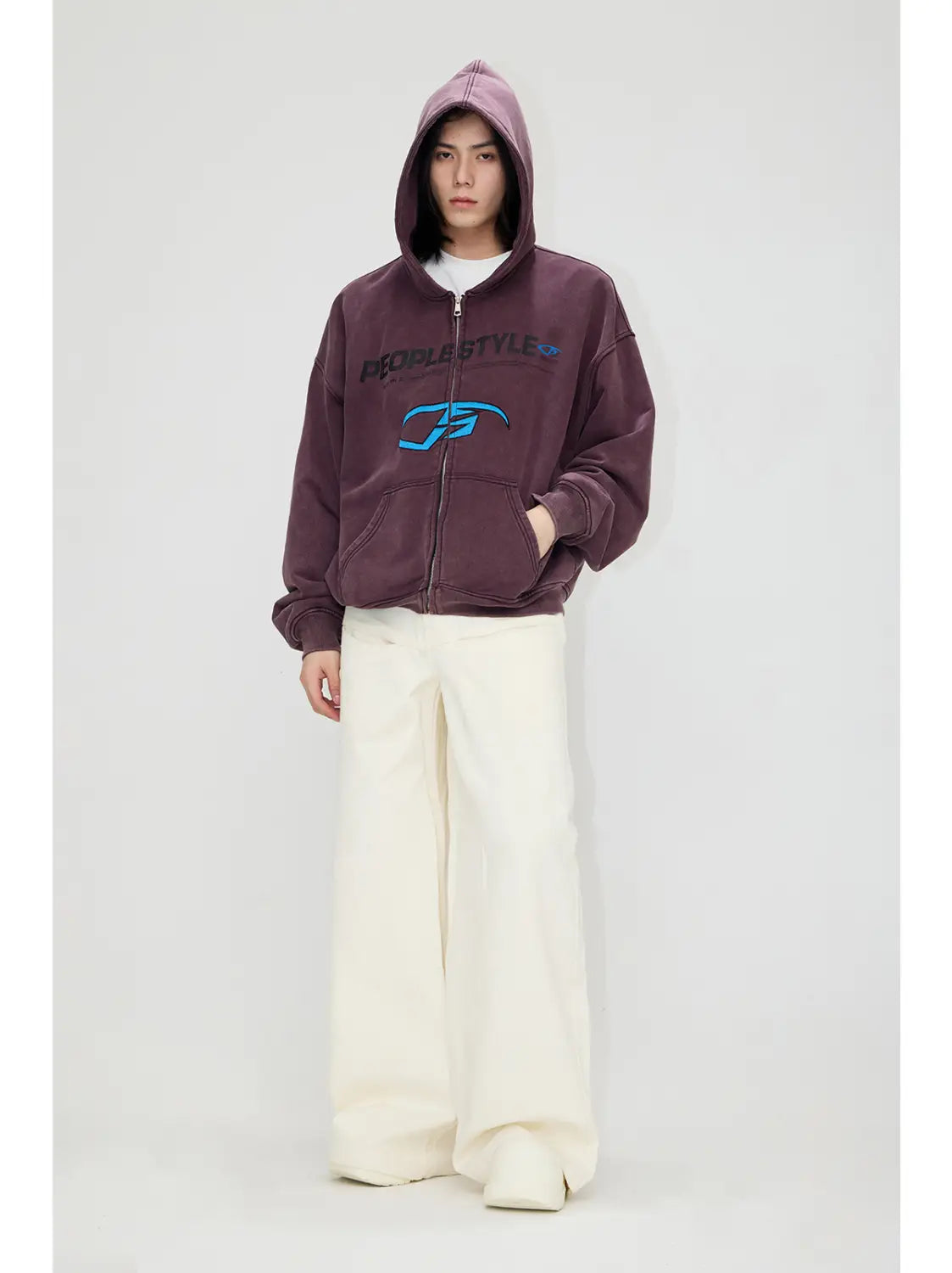 Embroidered 480g Heavy Washing Zipper Sweater