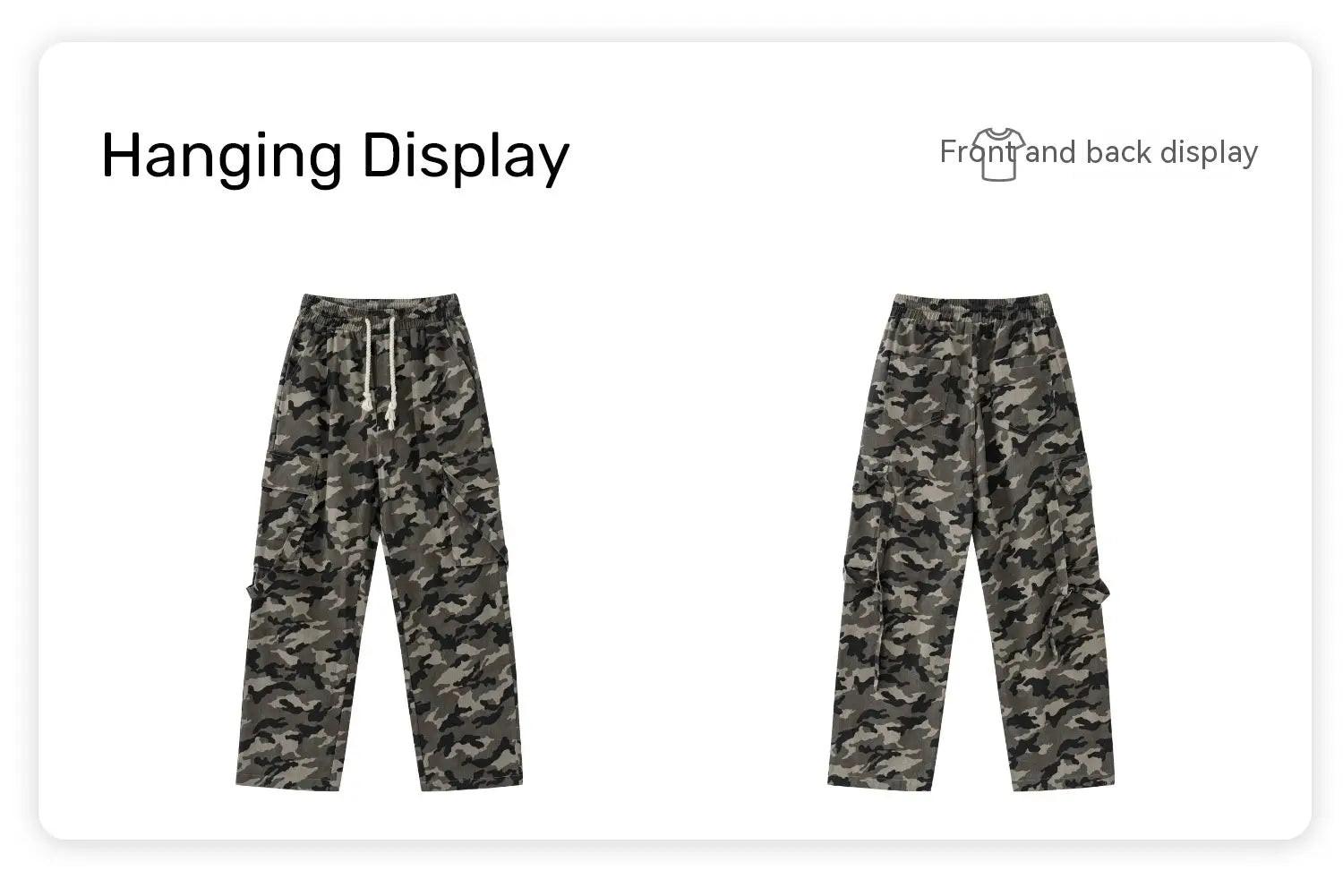 High Street Elastic Waist Camouflage Workwear Wide Leg Trousers
