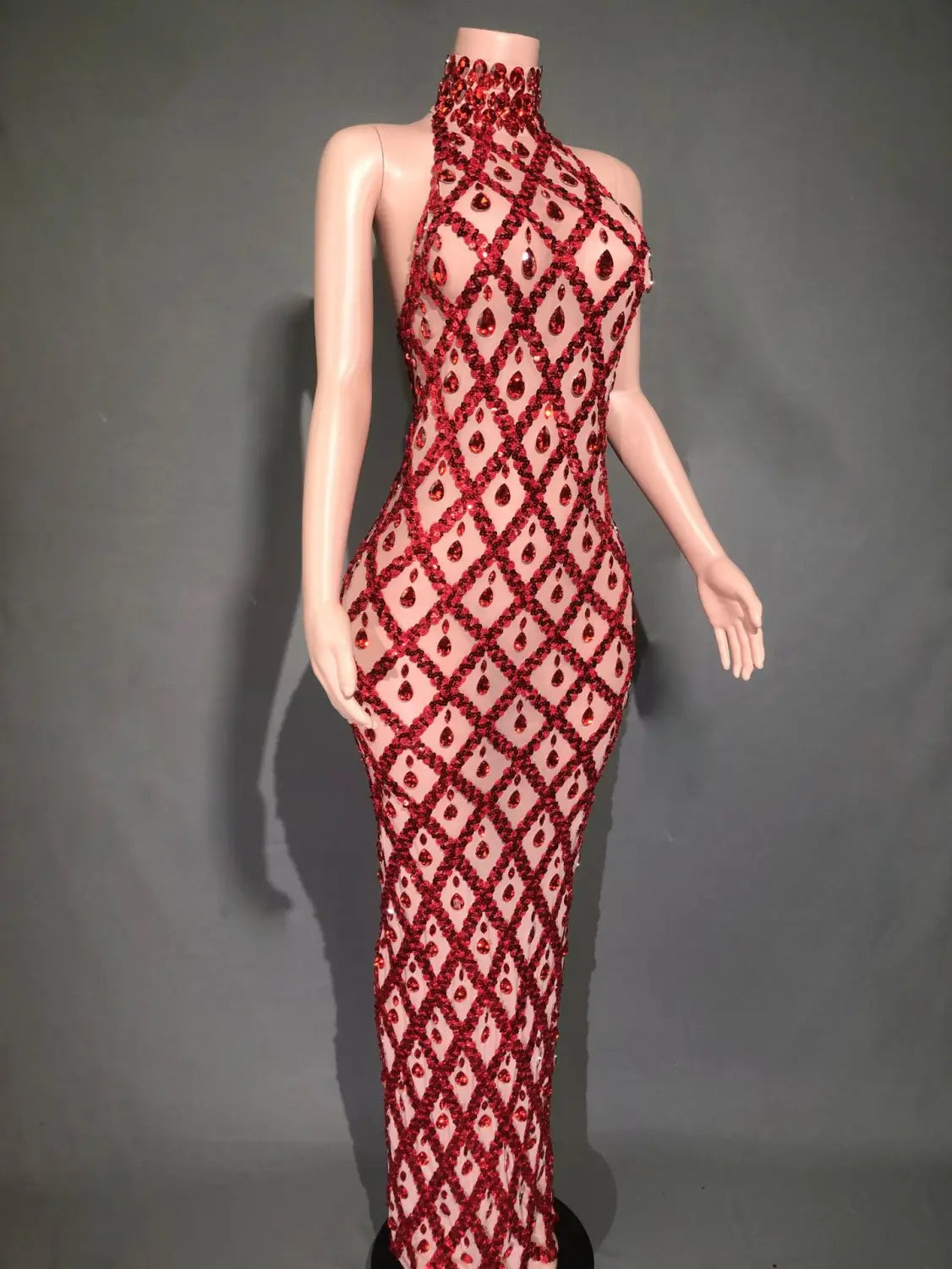 Plus Size Women’s Evening Party Shiny Rhinestone Dress