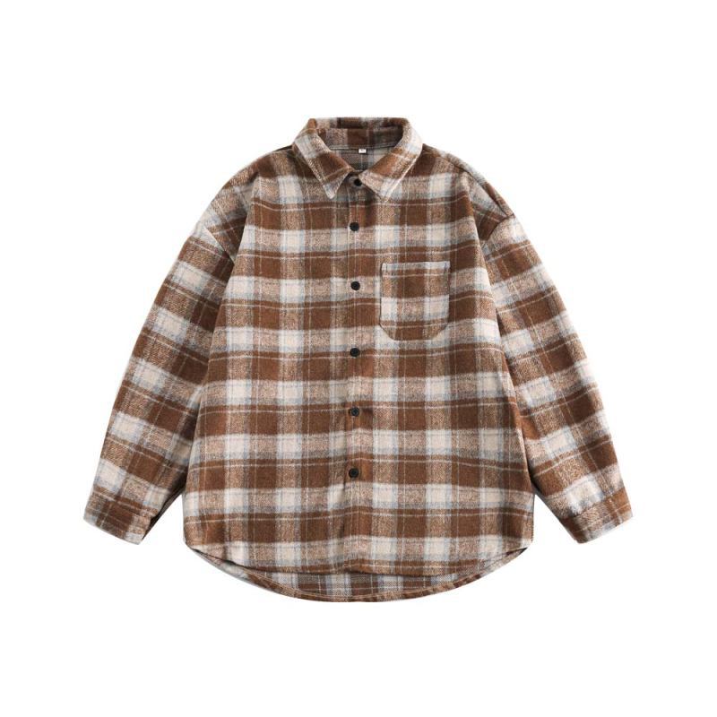 Brushed Thickened Plaid Shirt Coat Couple’s Shirt