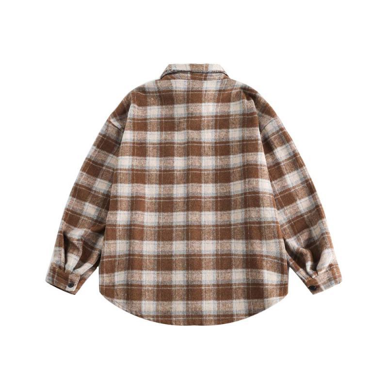 Brushed Thickened Plaid Shirt Coat Couple’s Shirt