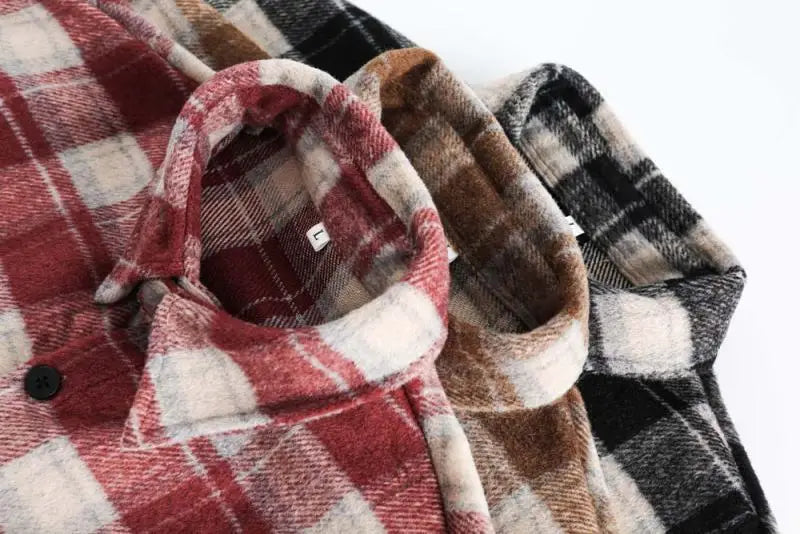 Brushed Thickened Plaid Shirt Coat Couple’s Shirt