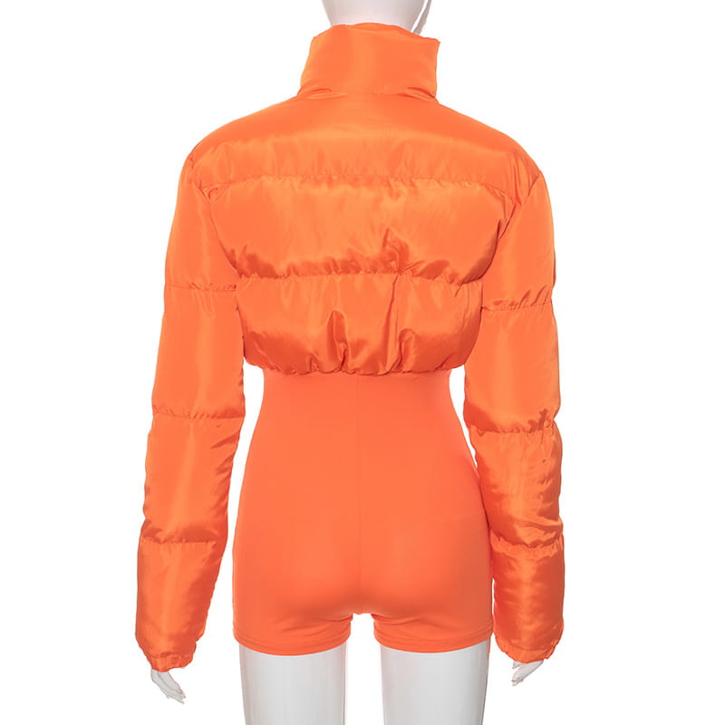 Cotton-padded Stretch Tight Jumpsuit Slim Short Jacket