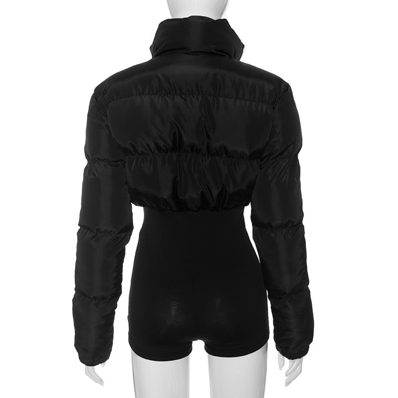 Cotton-padded Stretch Tight Jumpsuit Slim Short Jacket