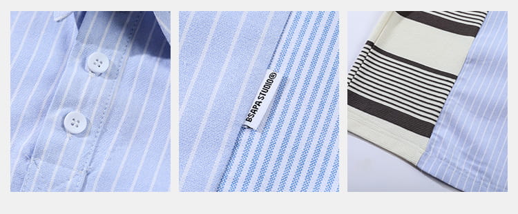 Striped Stitching Casual Shirt Couple
