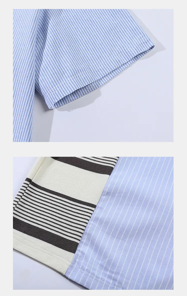 Striped Stitching Casual Shirt Couple