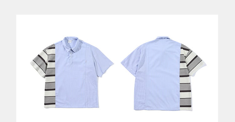 Striped Stitching Casual Shirt Couple