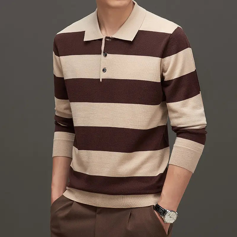 Men’s Fashion Casual Long Sleeve Jacquard Close-fitting Sweater