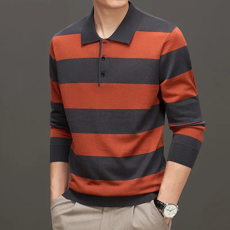 Men’s Fashion Casual Long Sleeve Jacquard Close-fitting Sweater
