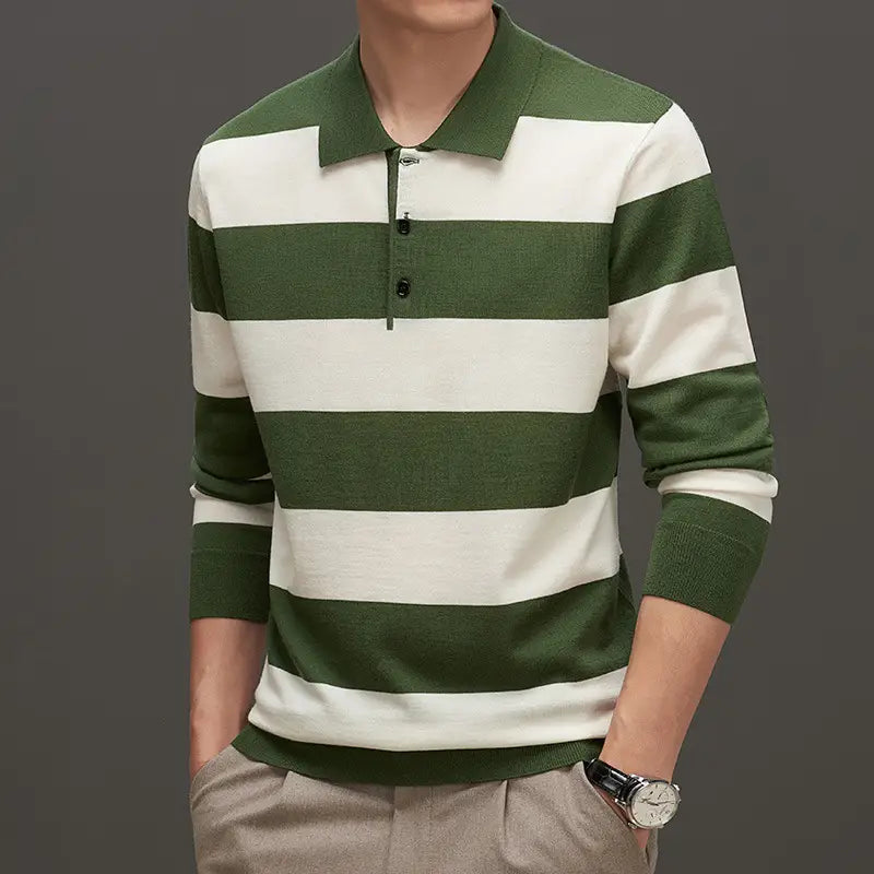 Men’s Fashion Casual Long Sleeve Jacquard Close-fitting Sweater