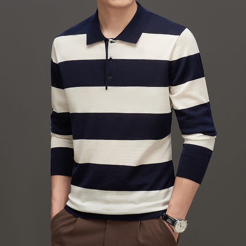 Men’s Fashion Casual Long Sleeve Jacquard Close-fitting Sweater