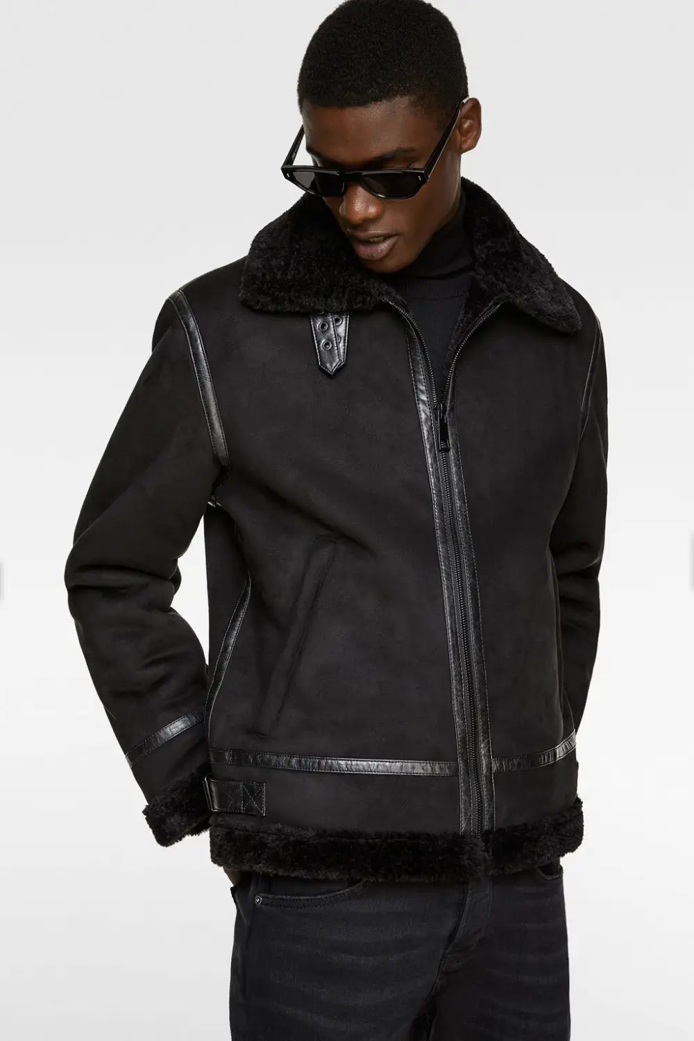 Men’s Lapel Suede Fabric Jacket Coat