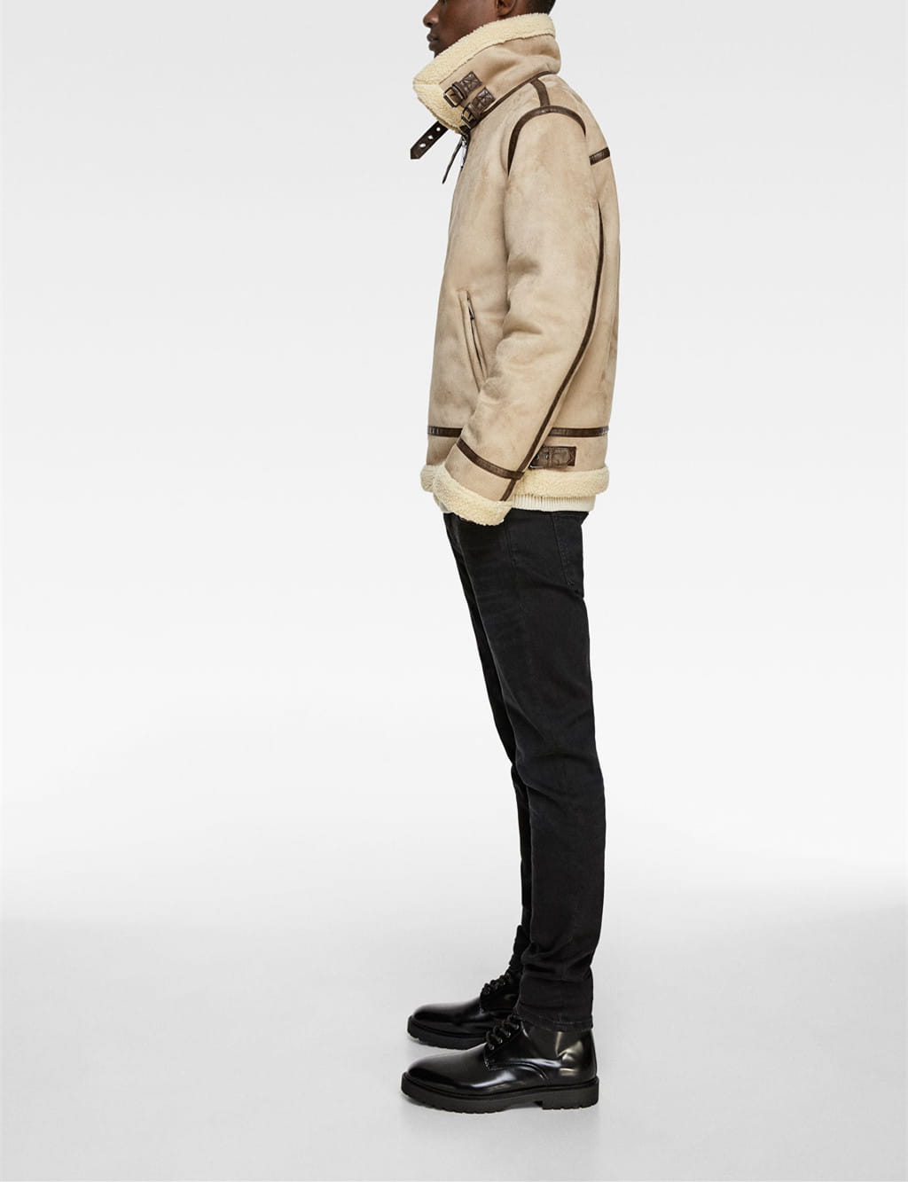 Men’s Lapel Suede Fabric Jacket Coat
