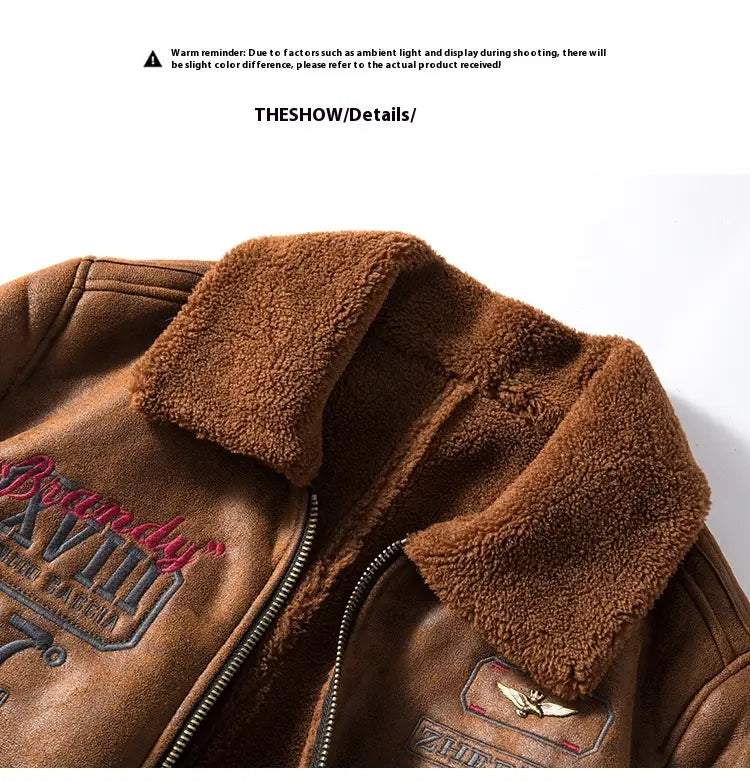 Lambswool Fleece-lined Thickened Suede Fabric Jacket