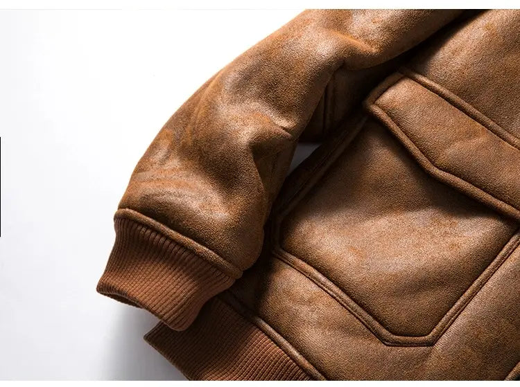 Lambswool Fleece-lined Thickened Suede Fabric Jacket